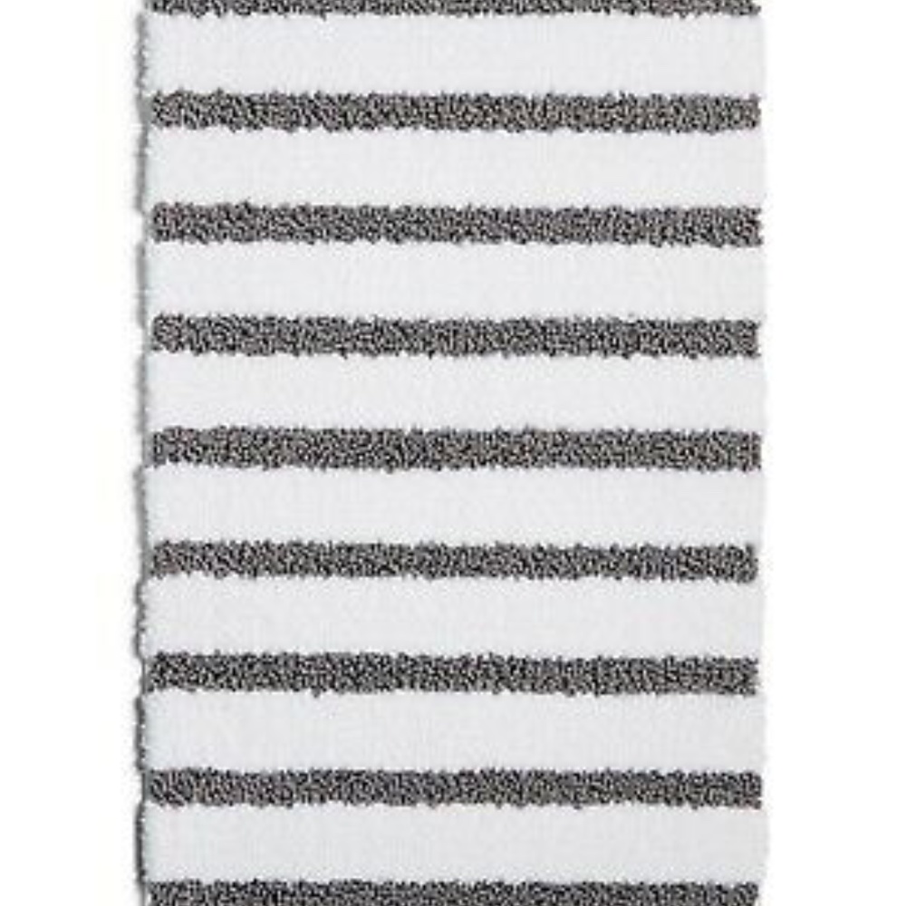 Charter Club Stripe 19" x 34" Soft Plush Skid Resistant Bath Rug - Gray / White